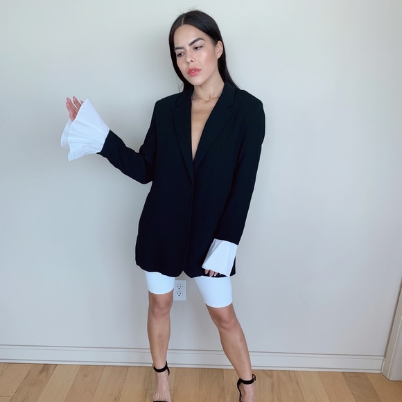 Saks Fifth Avenue Jackets & Blazers - Saks 5th Open- black blazer with ruffle sleeve Saks Fifth Avenue Jackets & Blazers - Saks 5th Open- black blazer with ruffle sleeve
